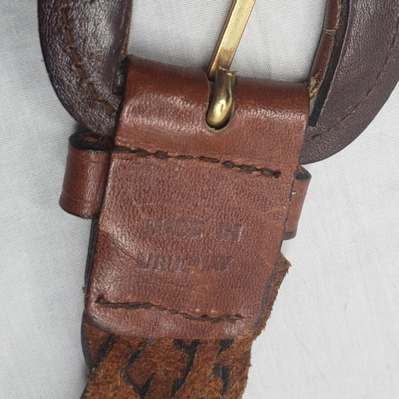Vintage Woven Leather Belt Adjustable 39 Inches Size Large - Picture 2 of 2